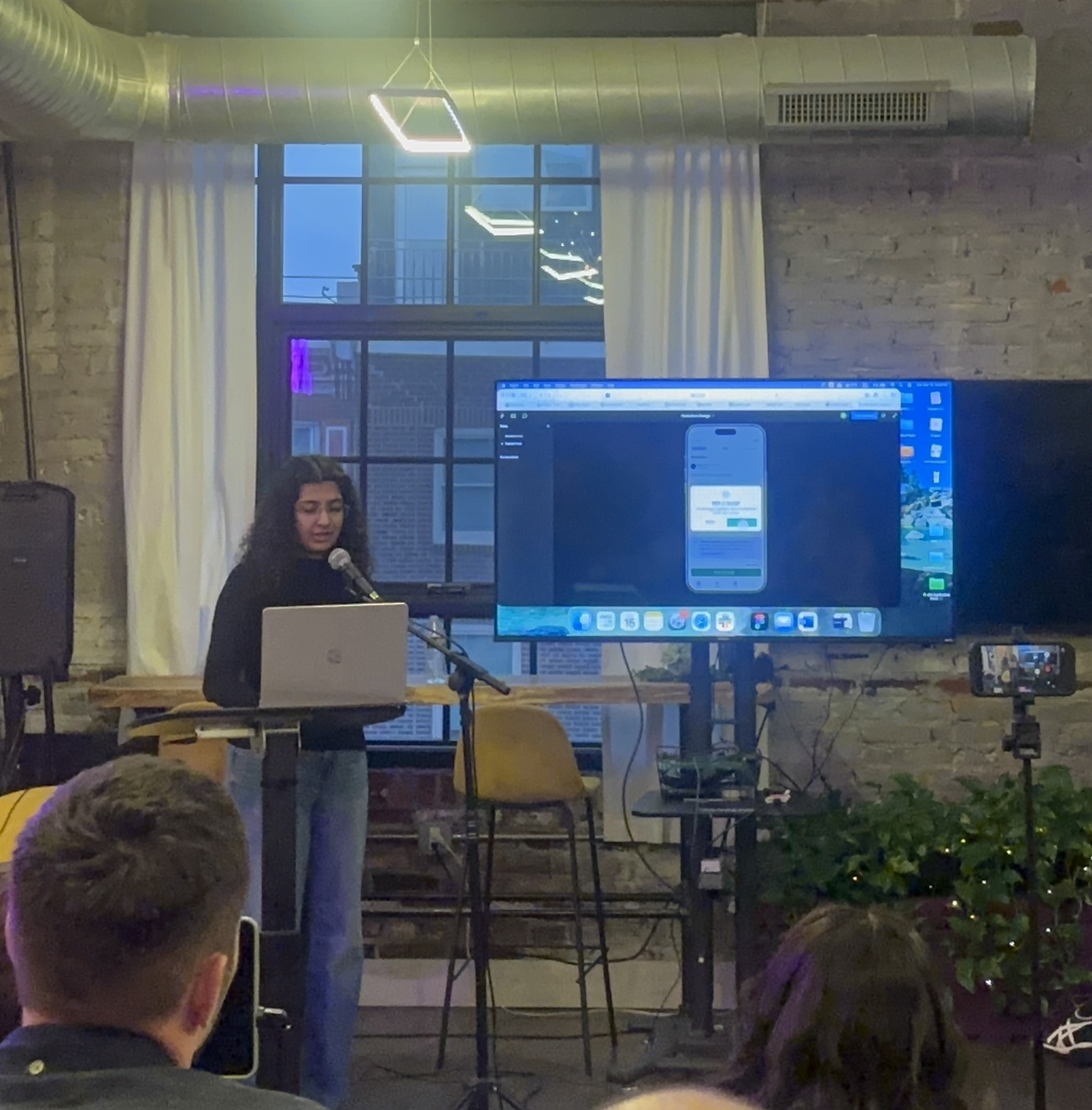 Sweta presenting at a design event