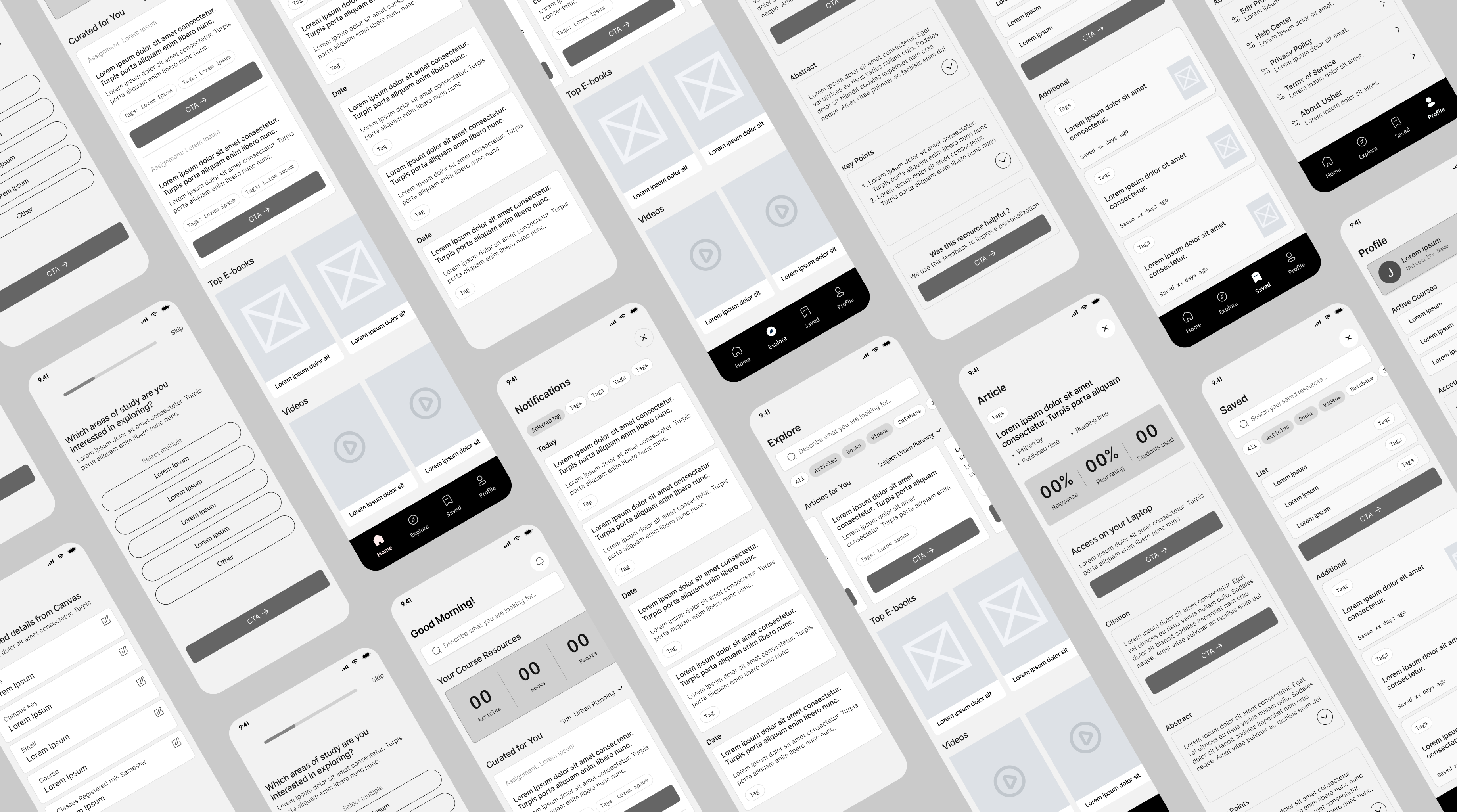 Usher lo-fi wireframes