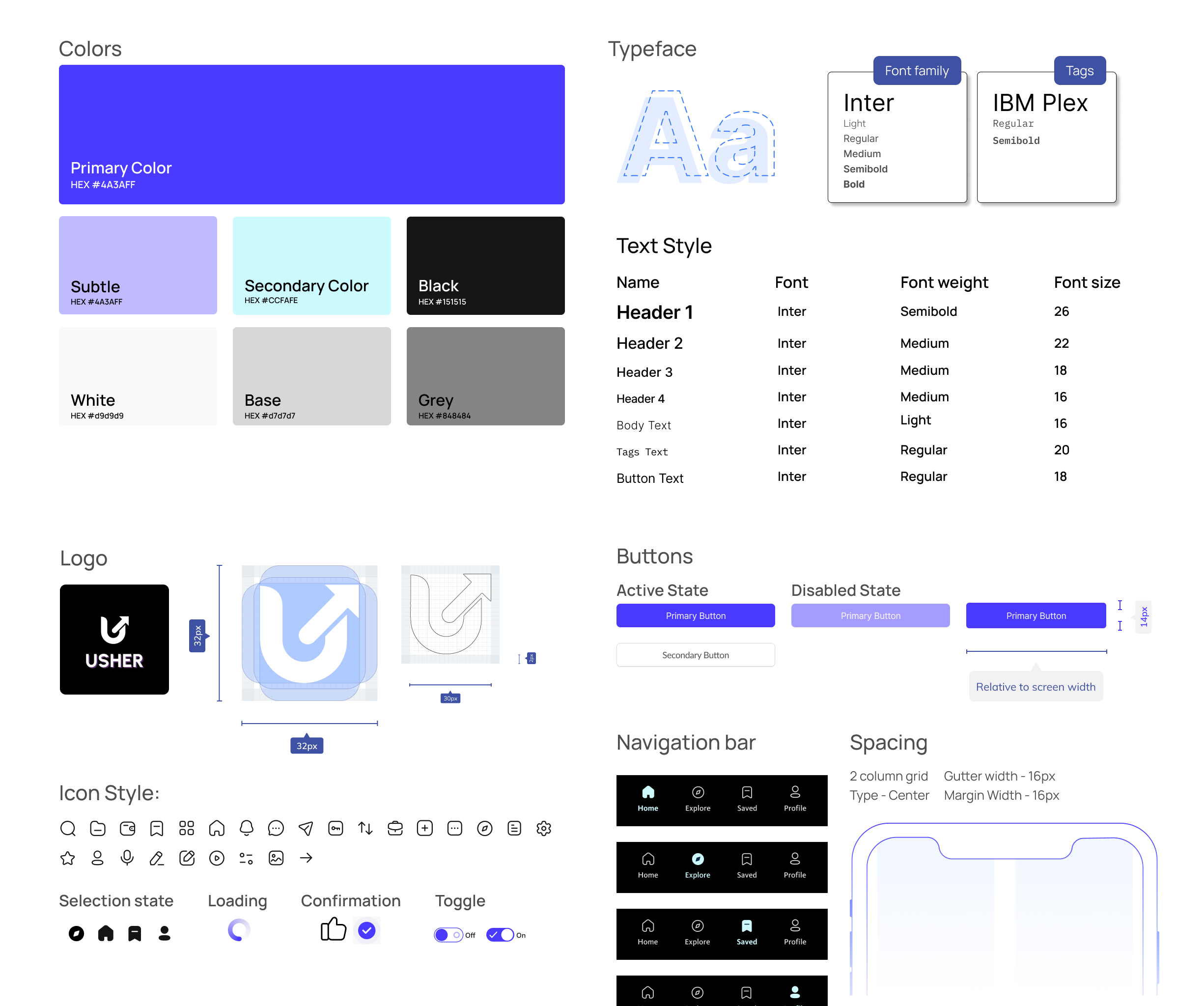 Usher UI kit and components